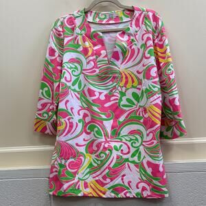 Katherine Way 2XL Pink and Green Swirl Golf Tunic top